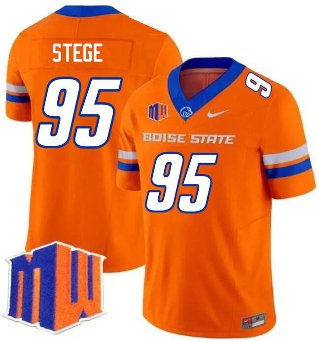 Max Stege Jersey, Boise State Broncos #95 Max Stege Football Jersey College Uniforms-Orange